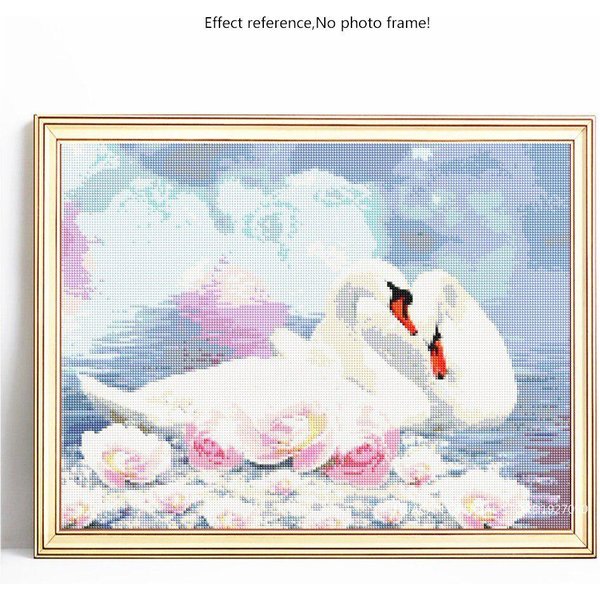 Mosaico De Diamantes DIY Animal Taladro Redondo Completo Cisne Pintura De Diamantes Bordado Venta Imagen De Diamantes De ImitacióN 20X30-image