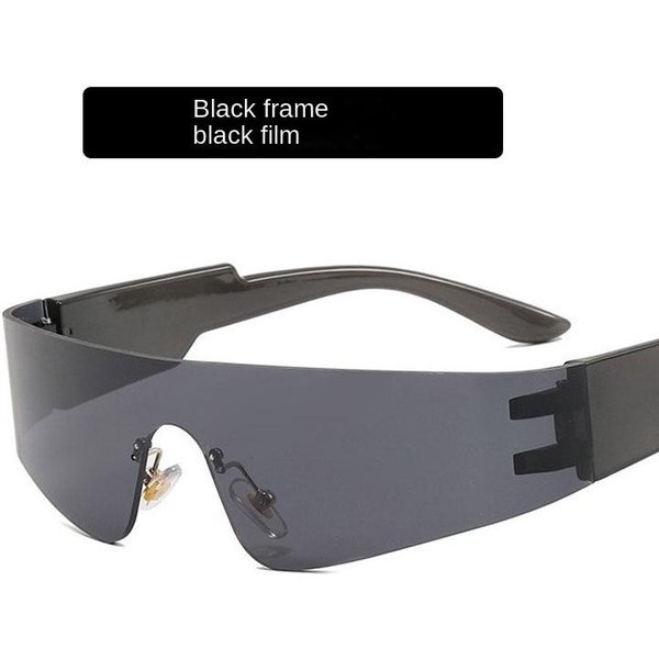 Nuevas Tendencias Gafas De Sol Y2K DiseñAdor Lentes De Una Pieza Gafas De Sol Sin Montura Estilosas Punk Para Mujer Hombre Gafas De ProteccióN Deportivas UV400 Gray-image