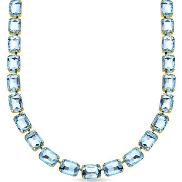 Collar De Cristal Azul Luxenter Acabado En Oro Amarillo De 18 Quilates - Ankek Gray-image
