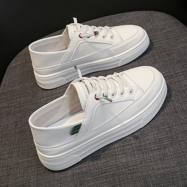 Zapatos Blancos PequeñOs De Cuero Ligeros Con Suela Blanda Zapatos De Mujer Verano Nuevos Transpirables Casuales Perezosos Zapatos Individuales Zapatos Deportivos De Tabla 40 White-image