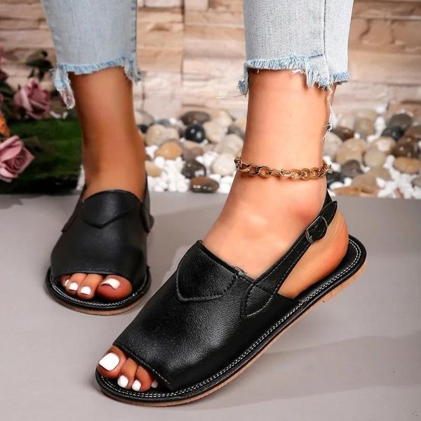 Zapatos De Venta Caliente Sandalias De Mujer Con Correa De Hebilla Sandalias Casuales Para Mujer Talla Grande Sandalias Para Mujer Punta Redonda Planas Con Zapatos Femeninos 36 Brown-image