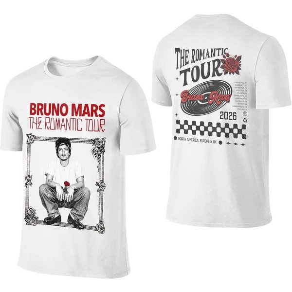 Hombres Mujeres Bruno Mars The Romantic Tour 2026 Camisetas Outfits Moda Camiseta 100% AlgodóN Ropa Verano Femenina Masculina Ropa XXL Varios Colores-image