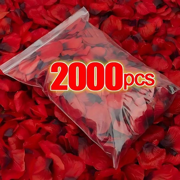 2000 Szt. Sztuczne PłAtki Róż Czerwone PłAtki KwiatóW Na Romantyczne Weselne Upominki Dekoracja 2000Pcs Czerwony-image