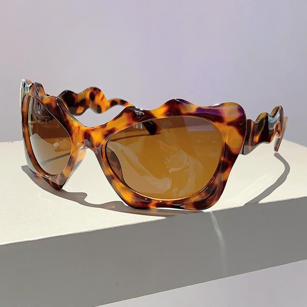 Klasyczny Styl Y2K Luksusowy Styl Projektanta Styl Oversize Okulary PrzeciwsłOneczne Fala Okulary Damskie Dla MężCzyzn Okulary PrzeciwsłOneczne Trend Punk Popularne DużA Oprawka Brown-image