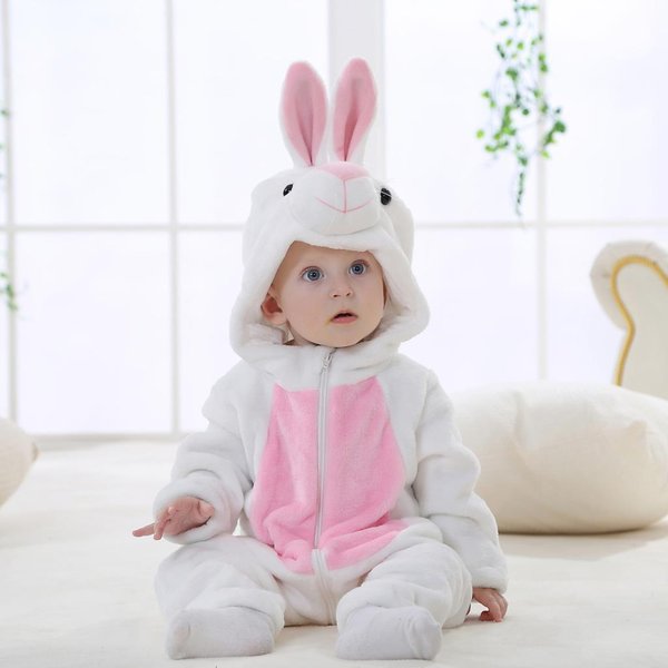 0 1 2 3 4 Lata Kigurumi PiżAmy Dla Malucha Ubranka DziecięCe Stroje DziecięCe Niemowlę Dinozaur JednorożEc Kot MałPa Kostiumy Cosplay 6-12 Months(80) White-image