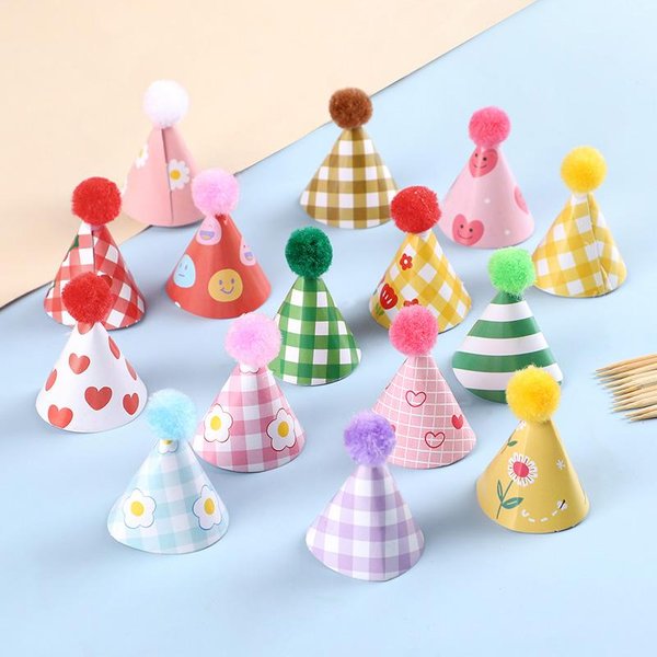 15 Szt./Zestaw Mini Czapeczki Urodzinowe Toppery Na Tort Na Wesele Imprezę Urodzinową Dekoracja Tortu Deserowego Baby Shower Topper Na Babeczkę BożE Narodzenie-image