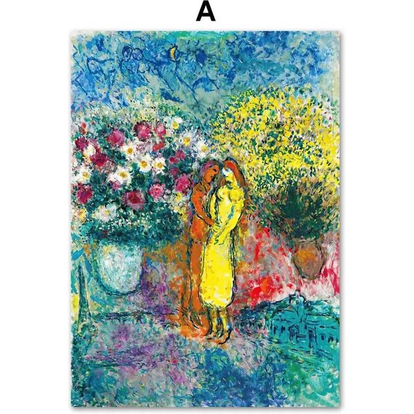 Marc Chagall Surrealizm Abstrakcyjny Kochanek Tancerz Kwiat Nordic Plakat Sztuka ŚCienna Wydruk PłóTno Malarstwo Obrazy Do Wystroju Salonu 30X40Cm No Framed-image