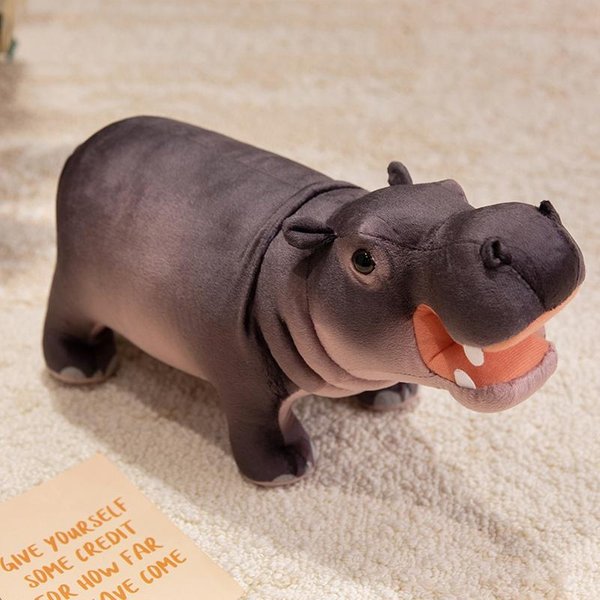 Juguete De Peluche De Rinoceronte HipopóTamo Animal Salvaje Relleno De Peluche De Pie Hombre Regalo 35Cm-image