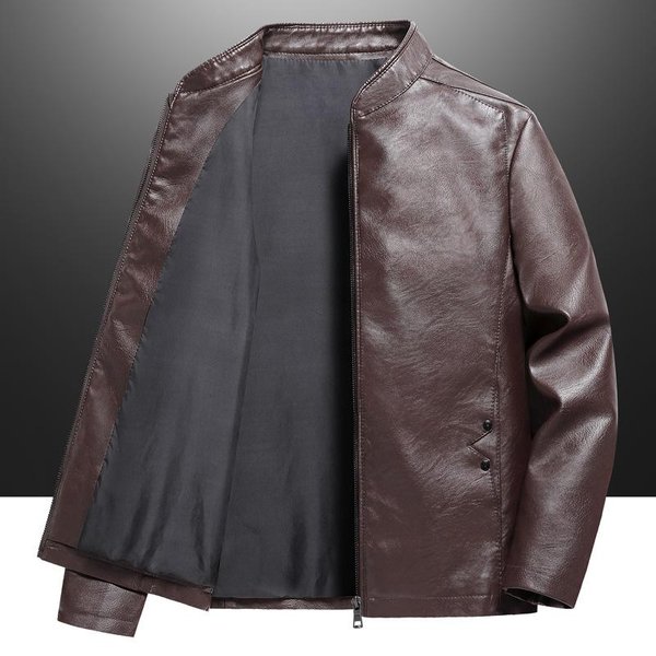 Chaqueta De Cuero Juvenil Para Hombre Primavera Y OtoñO Chaqueta De Cuero PU Para Hombre Cuello Mao De Terciopelo Talla Grande Chaqueta De Cuero 5XL Gray-image