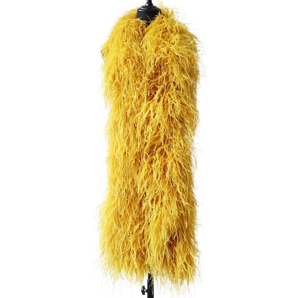 Boa De Plumas De Avestruz De 6 Capas Blanco Natural Plumas Chal Boas De Avestruz Para DecoracióN Superior De Vestido De Novia Personalizado Plumas 6Ply 0.5M Oro-image
