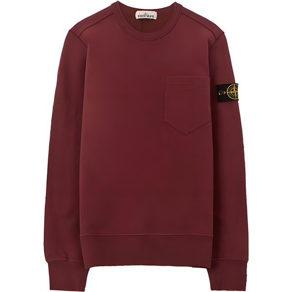 Sudadera De Manga Larga Con Cuello Redondo Y Estampado De Logo Stone Island, Corte Holgado Para Hombre, Color Ladrillo 711563820-V0011 L Black-image
