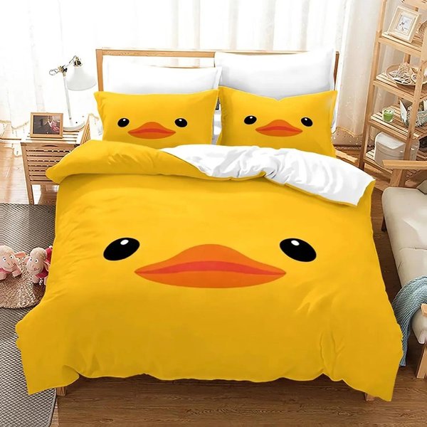 ColeccióN De Ropa De Cama Pato Amarillo Individual Twin Full Queen King Size ColeccióN De Cama Pato PequeñO Dormitorio De NiñOs Adultos Colecciones De Funda NóRdica ImpresióN 3D 015 70X133Cm 2Pcs Yellow-image