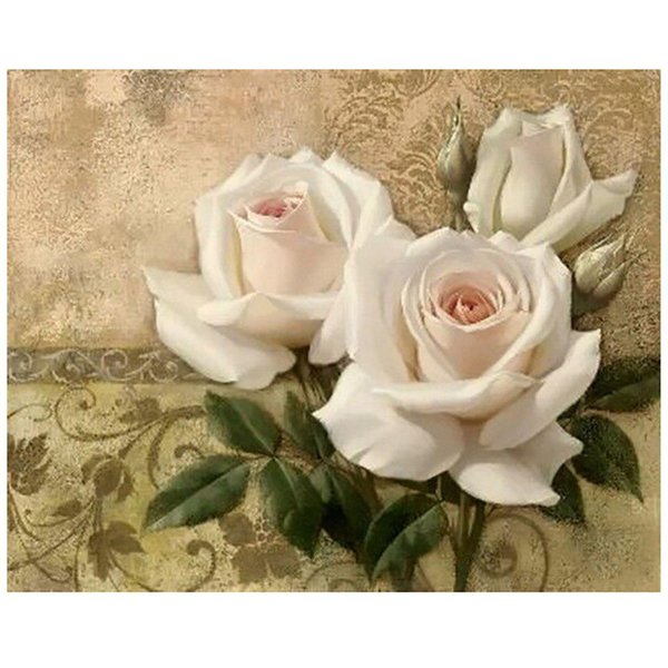 Punto De Cruz Taladro Completo DecoracióN Para El Hogar Diamante Rosa Flor Planta Imagen Bordado Pintura 20X30CM-image