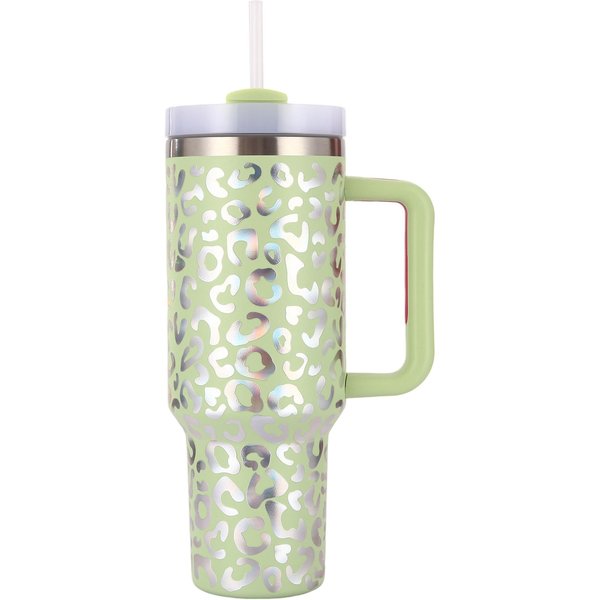 Pegatina De Agua Estampado De Leopardo Termo Taza Con Asa Acero Inoxidable Taza De Coche Taza Con Tapa Grande Duradero Duradero ÚTil ÚTil Seguro 40Oz-image