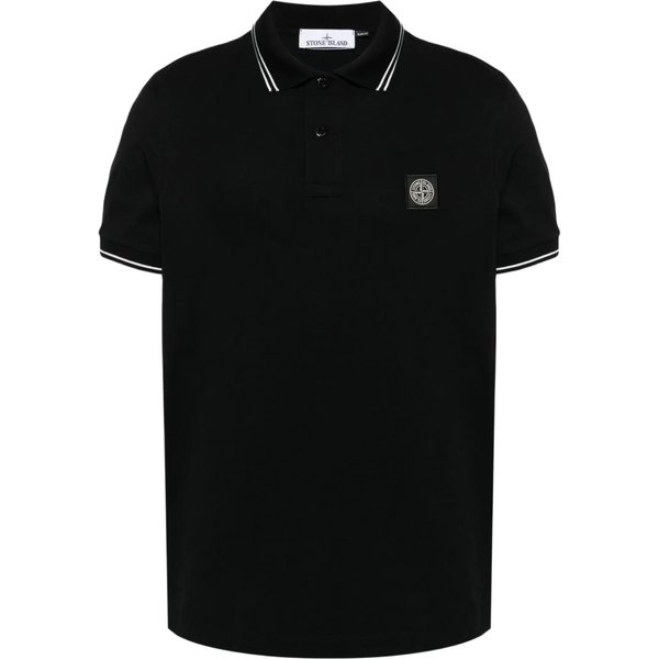 Stone Island Ss26 Insignia De BrúJula Camisa Polo Ajustada Hombre Tops L1S152200010S0018-V0029 XL Black-image