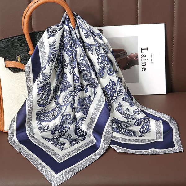 70X70Cm Modny Luksusowy Damski Satynowy Jedwabny Szal Kwadratowy Szalik Krawat Chusty ZawięZy Chustka Na Szyję Szaliki Opaska Na GłOwę Bandana Foulard 70X70CM-image