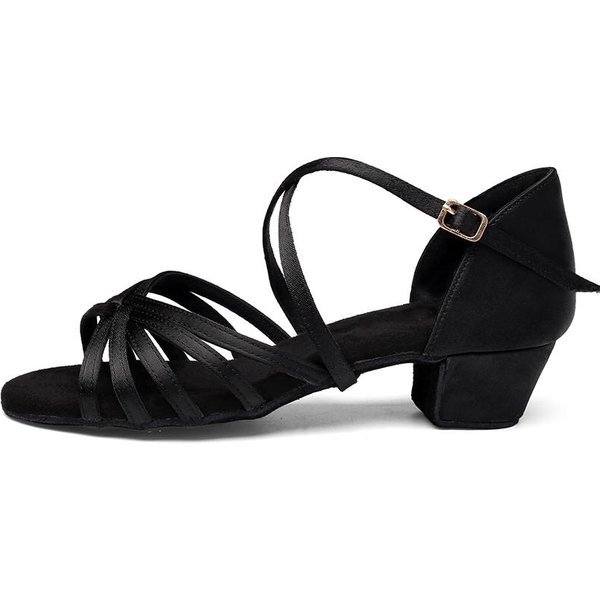 Wysokiej JakośCi Buty Do TańCa Latynoskiego Dla Dzieci Dziewczyny DorosłE Buty Do TańCa Latynoskiego Ballroom Tango Salsa Niskie Obcasy 30 Black-image