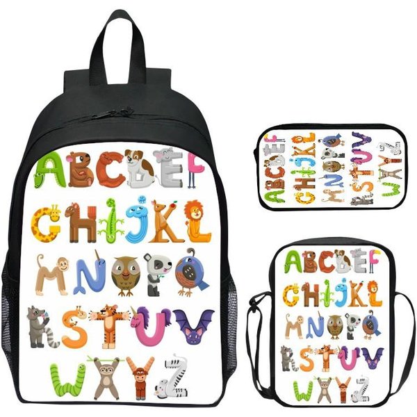 16-Calowy Plecak DziecięCy Zestaw 3-Elementowy Alphabet Lore Legenda Alfabetu Plecak Do SzkołY Podstawowej Torba Na Ramię PióRnik-image