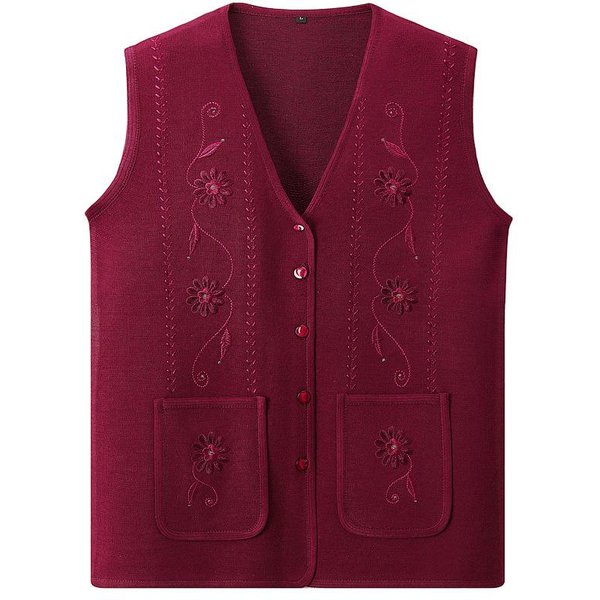 Chaleco Fino De Primavera OtoñO Para Mujeres De Mediana Edad Y Ancianas Chaleco CáRdigan Para Ancianas Suelto Talla Grande Conjunto CáRdigan De Punto Para Abuela 3XL Brown-image