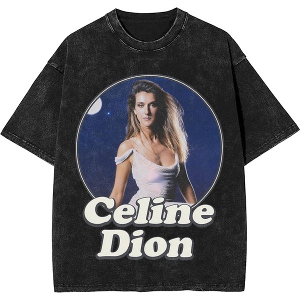 Camiseta Para Hombre Celine Dion Camiseta Lavada Streetwear Hip Hop Camisetas vintage Camisetas Hombres Mujeres AlgodóN Top De Verano 2XL Blue-image