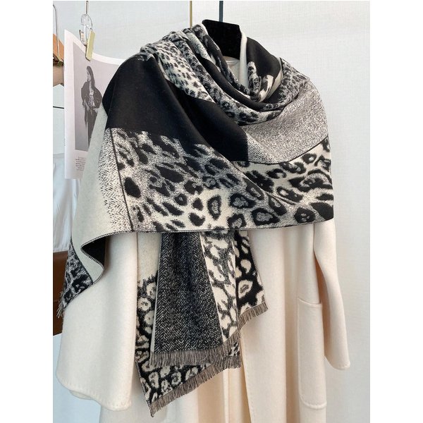 DiseñO De Invierno Manta Pashmina Bufanda De Cachemira Para Mujer Chal Grueso CáLido Y Mantas Poncho Bufanda Femenina Echarpe Bufanda Con Borlas 66X186Cm-image