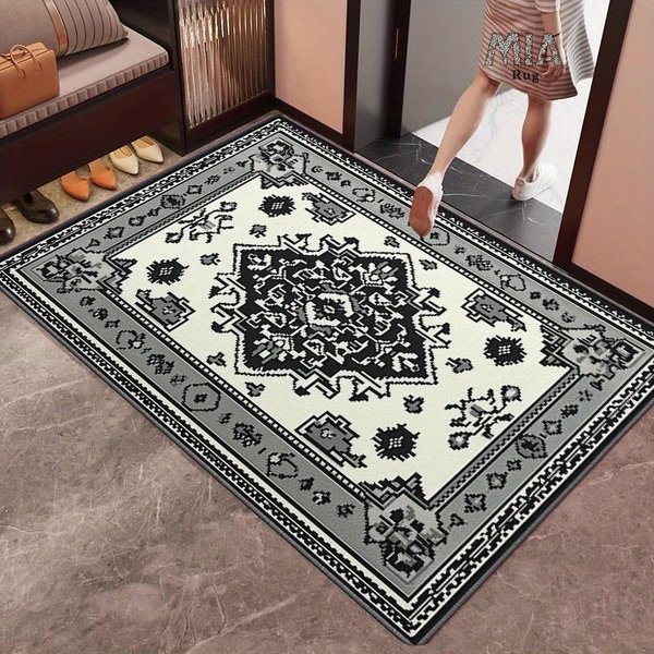 Vintage Geometryczna Mata Wycieraczka Czarno-BiałA Tribalowa Mata PodłOgowa AntypośLizgowy Dywanik WejśCiowy Do Salonu Sypialni WystróJ Domu Dywan 160X200Cm63X79In-image