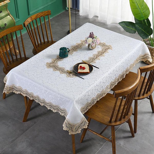Mantel Rectangular Battilo Para Elegantes Mesas De Comedor Mantel Bordado De Lujo Cubierta De Mesa Blanca DecoracióN De Boda 150X250Cm-image