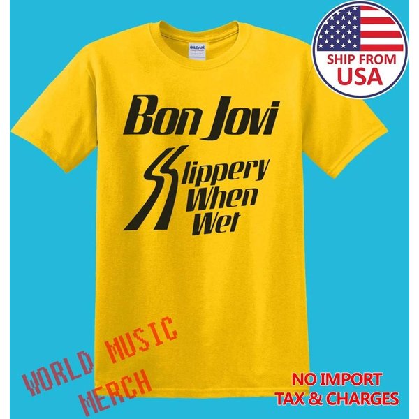 Bon Jovi Slippery When Wet Hombre Amarillo Talla S-5XL 4XL Yellow-image