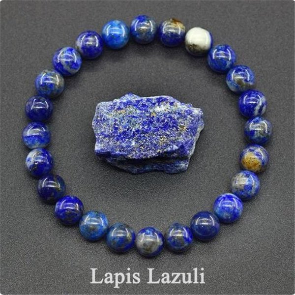 Naturalny Kamień Lapis Lazuli Bransoletka Z KoralikóW Homme Elastyczna Wysokiej JakośCi Energia UzdrawiająCa BiżUteria Dla Kobiet Prezent Dla ChłOpaka Black-image
