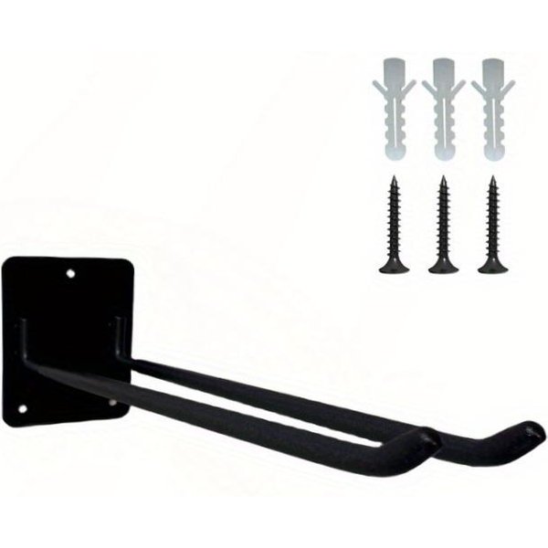 1 Ud. Gancho Organizador De Almacenamiento Para Garaje Montado En Pared De Acero De Alta Resistencia - Colgador De Herramientas Multifuncional Para Palas, Rastrillos, Herramientas De JardíN - Espacio Negro-image