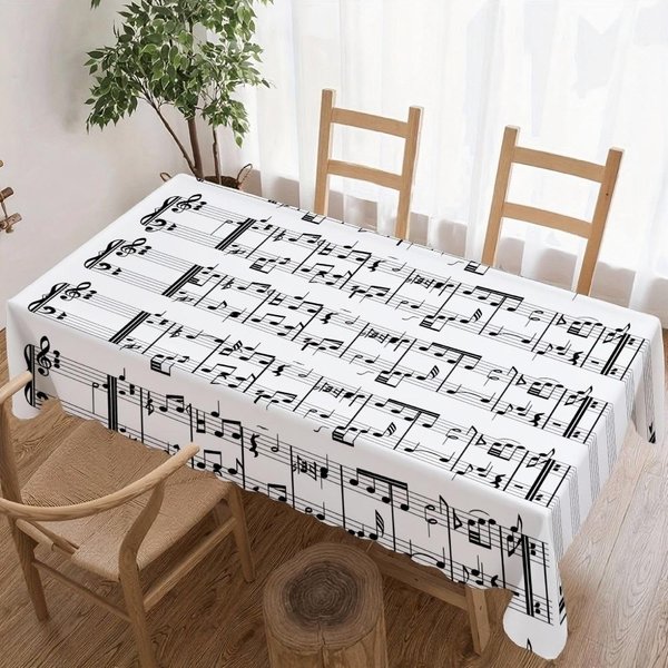 Mantel Rectangular Con PatróN De Notas Musicales Para DecoracióN De Mesa Cocina Comedor Impermeable Reutilizable Mantel Para Mesas Fiesta 90X140Cm Gray-image