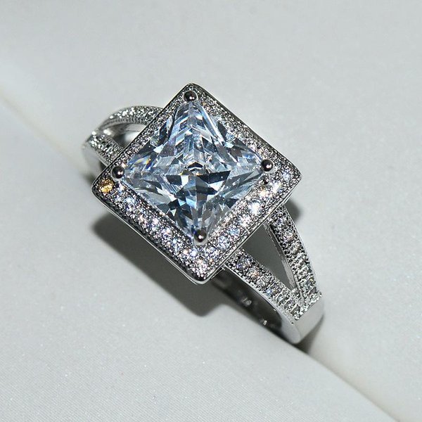 Anillo Cuadrado De Cristal De Zirconia De Lujo Ligero De Moda Para Mujer Color Oro Blanco Compromiso Anillo De Bodas JoyeríA Exquisita 10-image