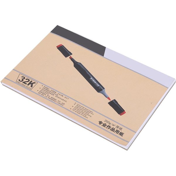 Bloc De Marcadores Papel De Dibujo Cuaderno Acuarela Cuaderno De Bocetos Suministros Para Estudiantes De Arte 32K Beige-image
