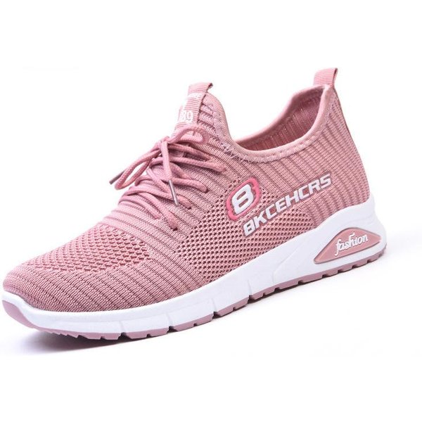 Zapatos De Mujer Zapatos De Mujer Nuevos Zapatos Casuales De Moda Tejido Volador Con Cordones Zapatillas Zapatos De Mujer 37 White-image