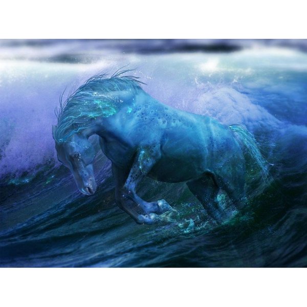 Pintura De Diamantes DIY 5D Caballo De Agua Bordado Diamante Cuadrado / Redondo Bordado Cruzado Pintura Mosaico De Diamantes DecoracióN Regalo Full Round (20X30CM)-image
