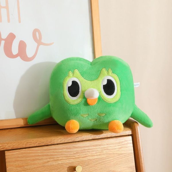 Urocza Zielona Sowa Pluszowa Poduszka MięKki KreskóWkowy Pluszak Poduszka Kawaii Sowa W KształCie Serca Pluszowa Zabawka Na Sofę Sypialnię WystróJ Domu 27Cm-image