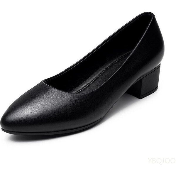 Niski Obcas Buty Robocze Stewardessy Czarne SkóRzane Buty Damskie Komfort MięKka Podeszwa Wysokie Obcasy Moda Codzienne Damskie CzółEnka Mujer 41 Black-image