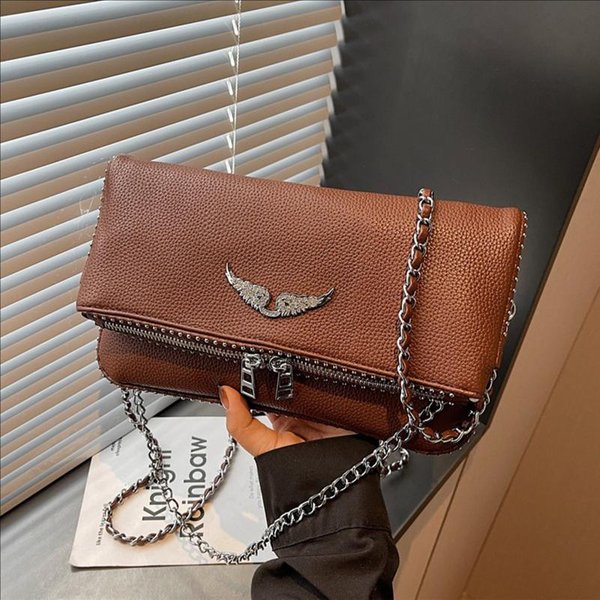 Bolso Cuadrado De Lujo Nuevo, Correa De Cadena Vintage Ajustable Al Hombro Cruzado, Bolso Minimalista Para Uso Diario Bolso De Mujer 26X3X14Cm MarróN-image