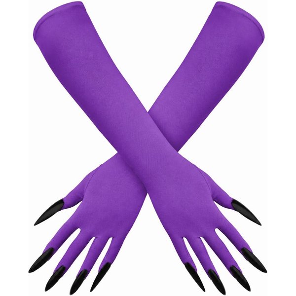 Disfraces De Cosplay Accesorios Guantes De Garra De Fantasma Para Halloween Guantes Divertidos De Pata Guantes Con UñAs Largas Disfraz De Fiesta Purple+Black Nails Purple-image