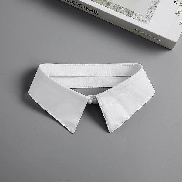 Linbaiway Camisa Cuello Falso Corbata Vintage Mujer Liso Desmontable Cuello Falso Solapa Blusa Top Accesorios Ropa Blanco-image
