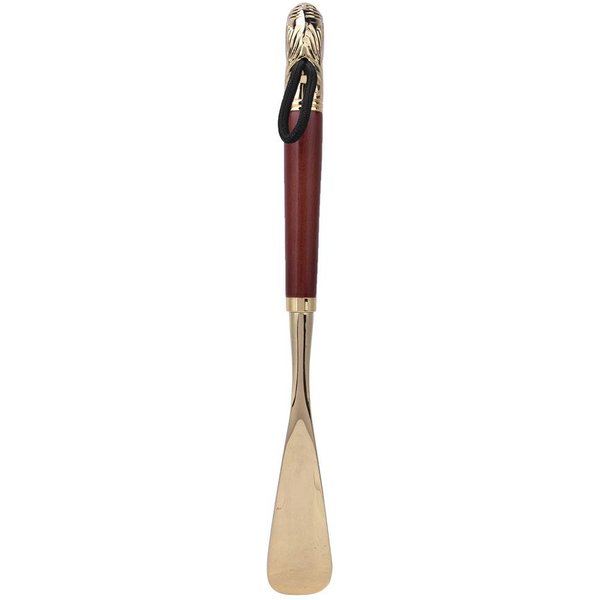 Calzador De Metal Cabeza De LeóN Mango Largo De Madera Calzador Con Mango Herramienta Cuchara Para Zapatos MarróN 49Cm-image