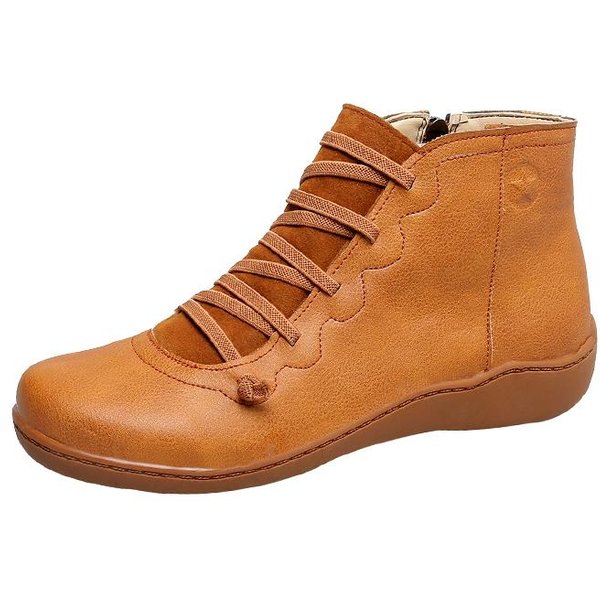 Nuevo Talla 36-43 Botas De Mujer Botines Romanos De Punta Casual Botines Primavera OtoñO Botas De Cuero Para Mujer Zapatos Casuales Para SeñOras 42 Amarillo-image