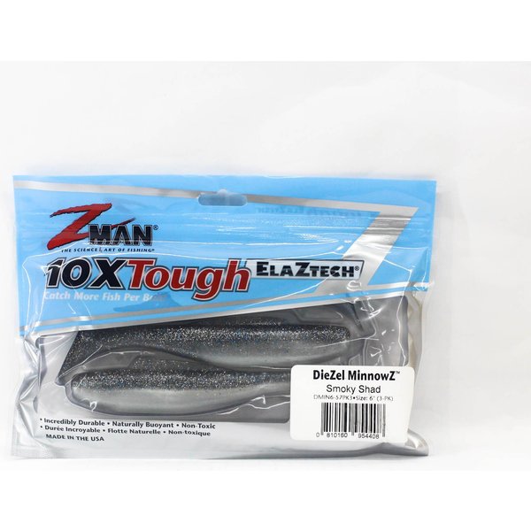 Zman MięKka PrzynęTa Diezel Minnowz 6 Cali 3 Sztuki W Opakowaniu Smoky Shad (4408)-image