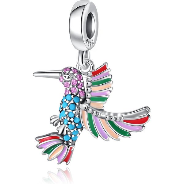 Componente De Cuenta De Encanto Europea Nueva Colgante De Colibrí Golondrina MartíN Pescador Componente De Cuenta, Idealmente DiseñAdo Para Pulsera Original AutéNtica Alta Gray-image