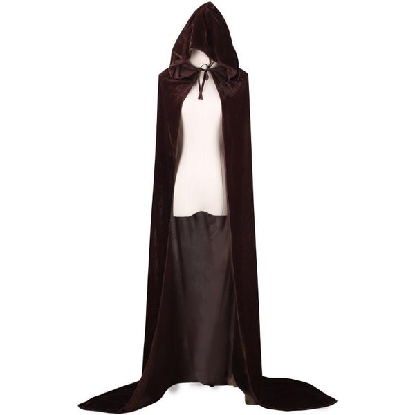 Halloweenowy Aksamitny PłAszcz Peleryna Z Kapturem ŚRedniowieczny Kostium Czarownicy Wicca Wampira Kostium Cosplay Na Halloween Peleryna Na BożE Narodzenie 150Cm-59Inch&Bleach-image