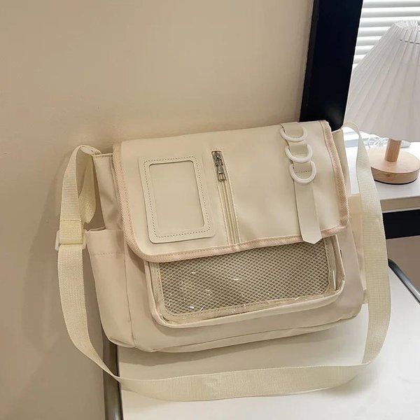 Bolsos Escolares Japoneses Harajuku Para NiñAs Nuevo Transparente Itabag Bolso De Hombro Cruzado Placa De ExhibicióN Para Insignias DIY Bolsa Ita Gray-image