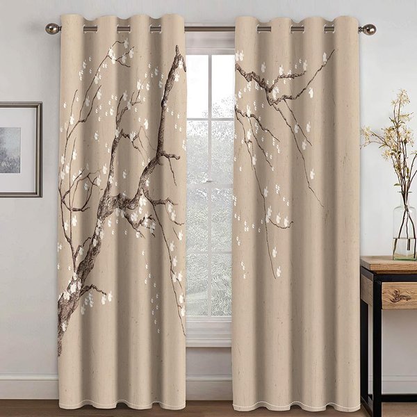 Cortinas De Ventana De Flores Y PáJaros De Cultura Tradicional China Para Dormitorio De NiñOs, Sala De Estar, Tratamientos De SalóN, DecoracióN De Cocina, Persianas W50 X H130(Cm)X2&Grommet Top-image