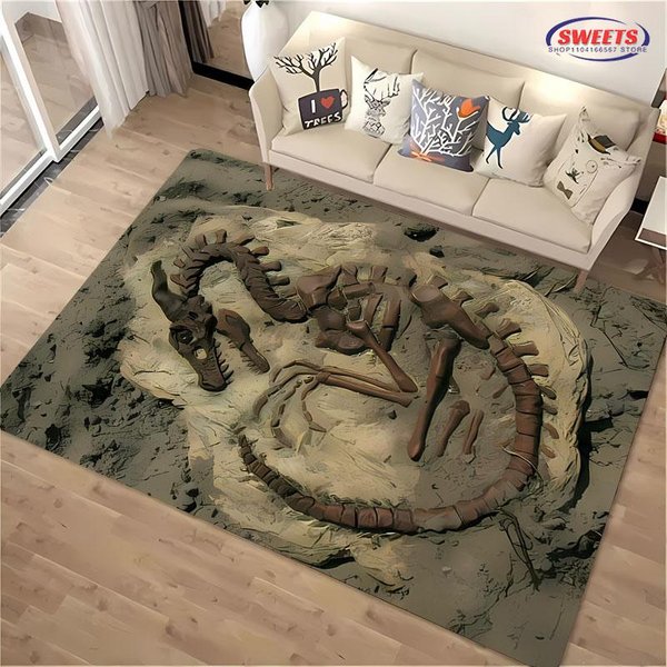 Ciekawy Dywan Ze Wzorami SkamieniałOśCi DinozauróW Sypialnia Salon PokóJ DziecięCy Mata AntypośLizgowa Dekoracja Domu Dywan MiłY Prezent Dla Przyjaciela 40X60Cm (16X24In)-image