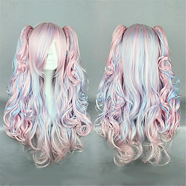 Hairjoy Peluca De Pelo SintéTico Japan Gyaru Pelucas Lolita Vestido Lolita Dulce Peluca Lolita Rosa Pelucas Cosplay Peluca Patchwork Pelucas De Halloween 26Inches White-image