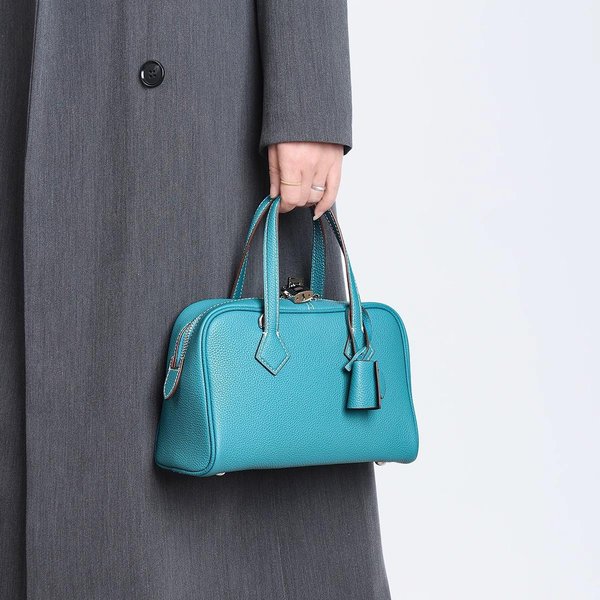 Bolso De Almohada Bowling Victoria, Bolso De Mano Tote De Cuero, Bolso Cruzado De Hombro ÚNico Moderno Y De Alta Gama Blue-image